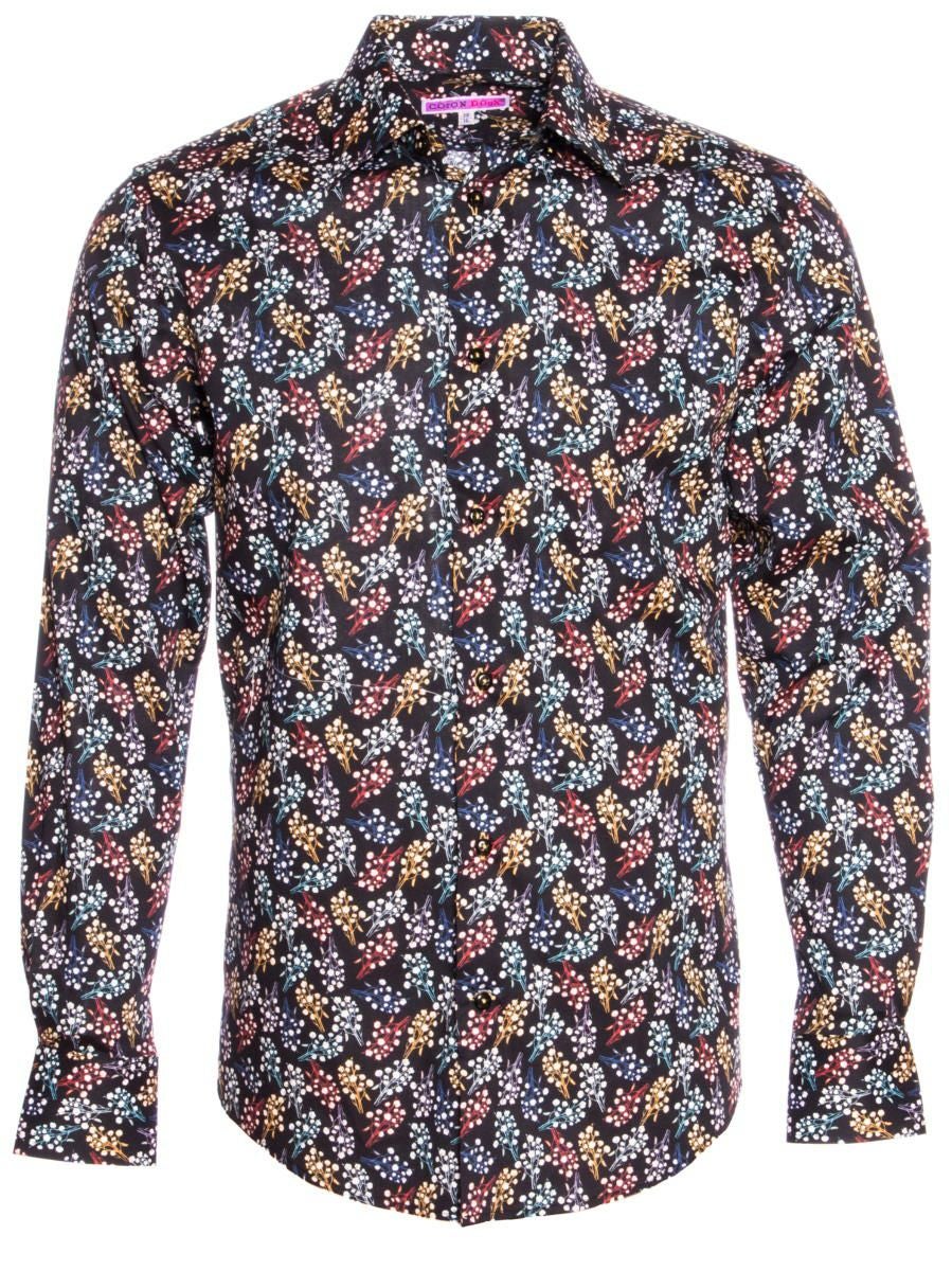 柄シャツ 黒 おしゃれ コットン花柄｜シャツ専門店パリのブランドCotonDoux（コトンドゥ）