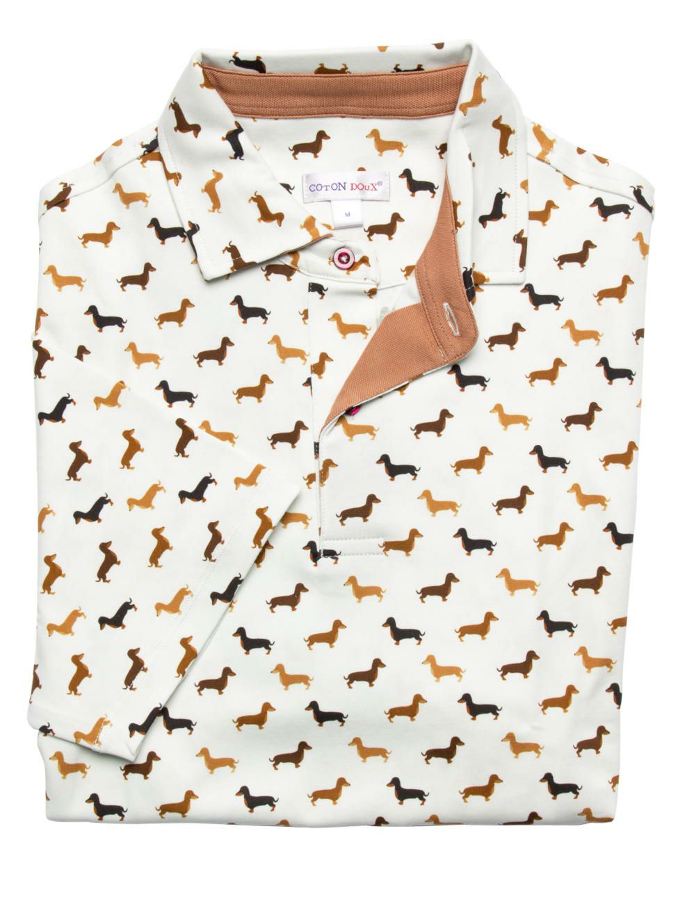 ポロシャツ メンズ 半袖 柄シャツ 動物柄 犬 イラスト ダックスフント