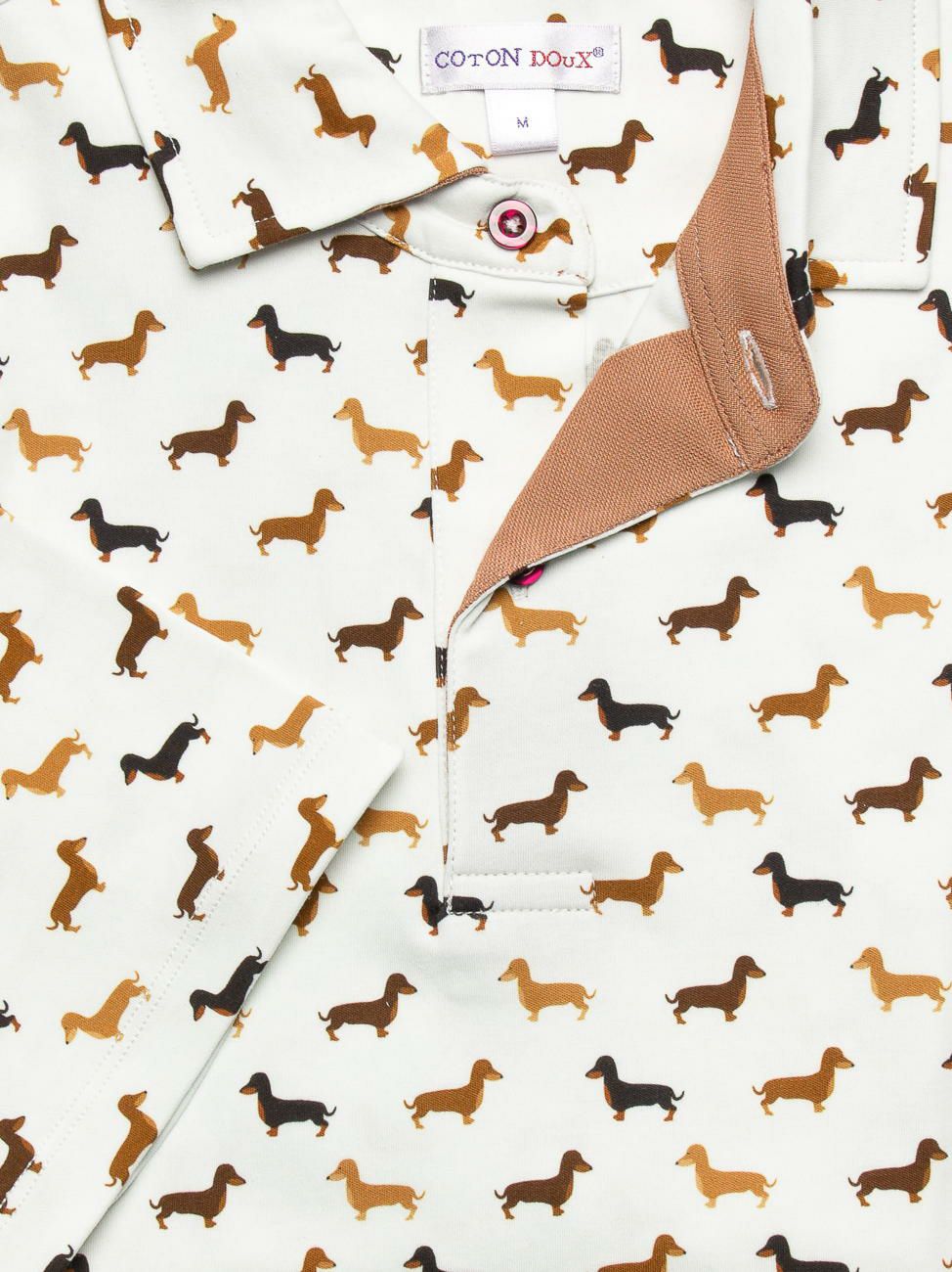 ポロシャツ メンズ 半袖 柄シャツ 動物柄 犬 イラスト ダックスフント