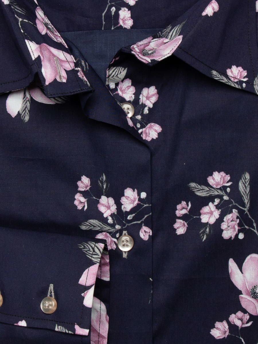 レディース シャツ 長袖 花柄 柄シャツ プリント デザインシャツ