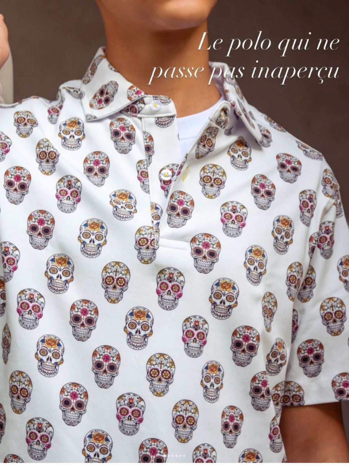 ポロシャツ メンズ 半袖 柄シャツ メキシカンスカル ドクロ スカル柄