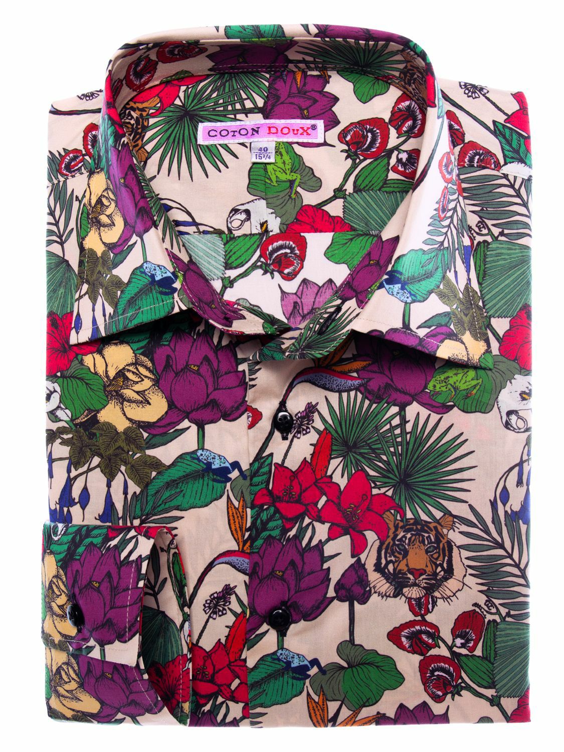 メンズ シャツ 花柄 柄シャツ メンズ 長袖 フランス カジュアルシャツ