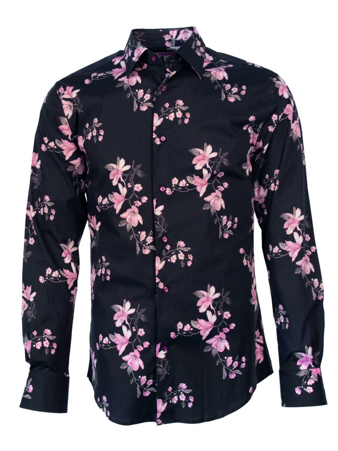 glamb 蝶柄シャツ 総柄シャツ 花柄 鳥柄 激レア 入手困難 メンズ シャツ 鳥柄 柄シャツ メンズ 長袖 フランス カジュアルシャツ